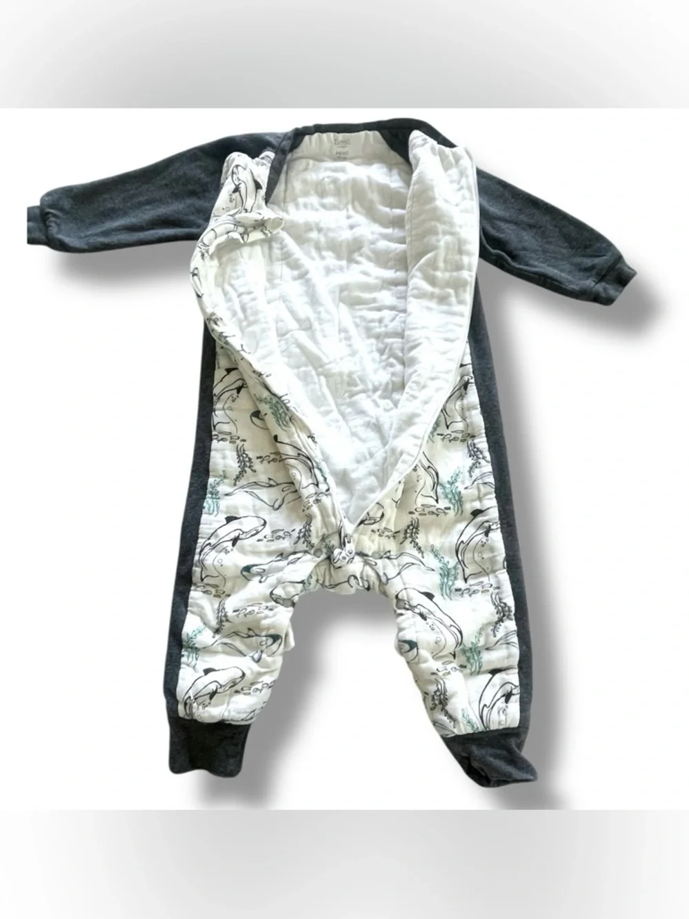 Nest Designs Baby Sleep Suit Whale Print Zip Snap Convertible Foot Pajamas 18M